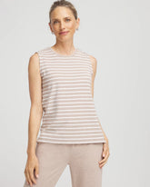 Zenergy® UPF Sleeveless Metallic-Striped Tank Light Taupe Heather - Chico's