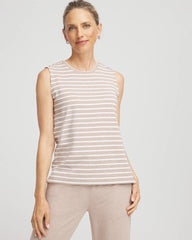 Zenergy® UPF Sleeveless Metallic-Striped Tank Light Taupe Heather - Chico's