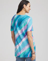 Sea Print Short Sleeve Forward-Seam Tee Paradiso Blue - Chico's