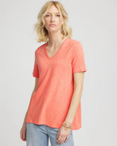 Slub V-Neck Tee Sunset Peach - Chico's