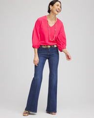 Cotton Tuck Sleeve Tee Dried Roses - Chico's