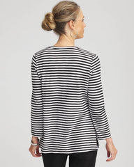 Striped Slub Splitneck Henley Tee Black - Chico's