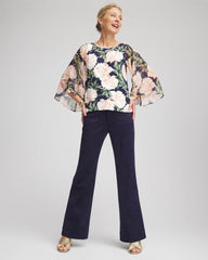 Georgette Angel-Sleeved Top Darkest Spruce - Chico's