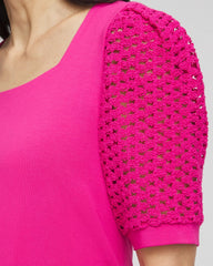 Touch of Cool™ Crochet Lace Square-Neck Tee Crushed Berries - Chico's