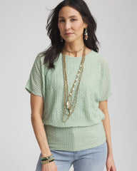 Jacquard Banded Hem Top Moroccan Mint - Chico's