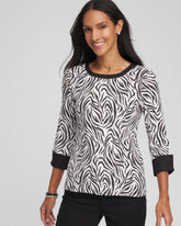Pima Jewel Neck Contrast Tee Black - Chico's