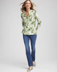 Printed Slub Splitneck Henley Tee Sage Meadow - Chico's