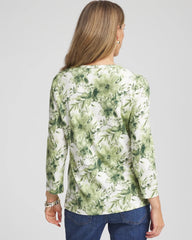 Printed Slub Splitneck Henley Tee Sage Meadow - Chico's