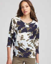 Floral Wedge Top Blue Menthe - Chico's