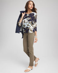 Floral Wedge Top Blue Menthe - Chico's