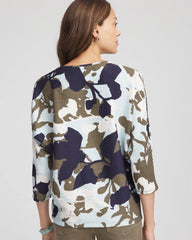 Floral Wedge Top Blue Menthe - Chico's