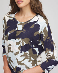 Floral Wedge Top Blue Menthe - Chico's