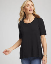 Slub Paneled Elbow Tee Black - Chico's