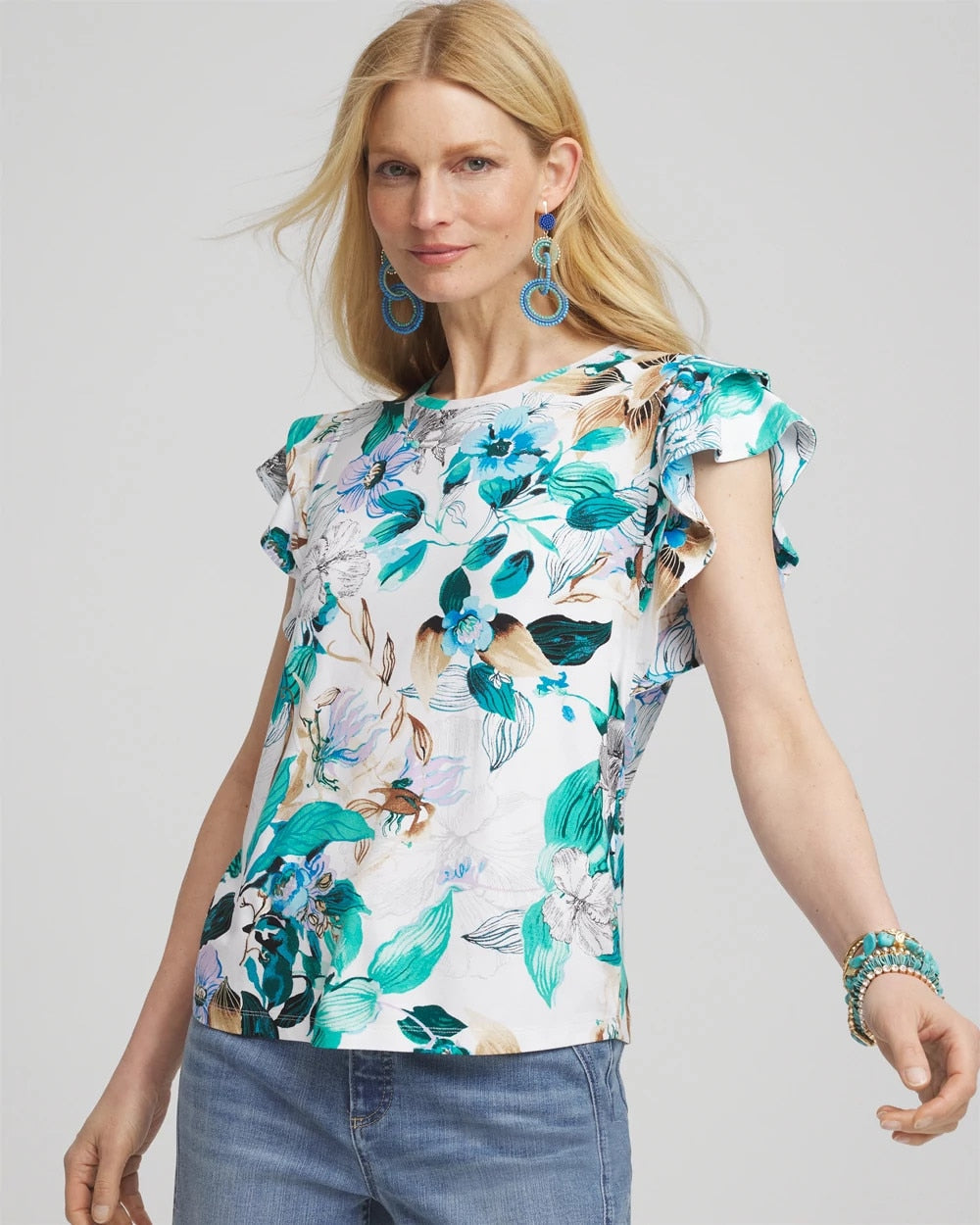 Touch of Cool™ Flutter Sleeve Tee Alabaster - Chico's