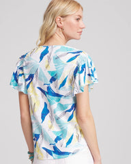 Linen Smocked Flutter-Sleeved Tee Alabaster - Chico's