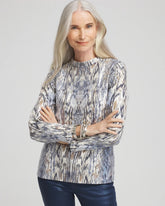 Sequin Reptile Funnel Neck tee Classic Navy - Chico's