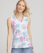 Floral Sleeveless V-Neck Tank Paradiso Blue - Chico's
