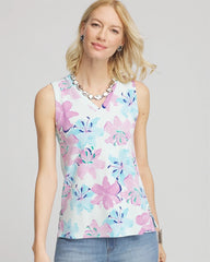 Floral Sleeveless V-Neck Tank Paradiso Blue - Chico's