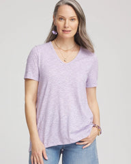 Polka-Dot Short Sleeve Forward Seam Tee Gentle Lavender - Chico's