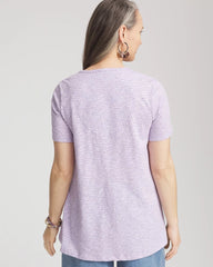 Polka-Dot Short Sleeve Forward Seam Tee Gentle Lavender - Chico's