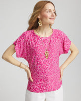 Touch of Cool™ Cheetah Ruched Banded Hem Top Crushed Berries - Chico's