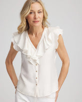 Crepe Ruffle-Trim Blouse Ecru - Chico's