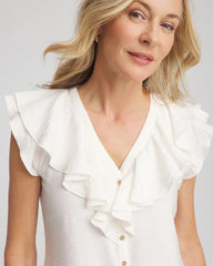Crepe Ruffle-Trim Blouse Ecru - Chico's