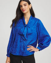 Jacquard Tie-Front Blouse Cobalt Stone - Chico's