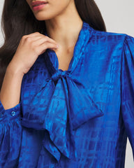 Jacquard Tie-Front Blouse Cobalt Stone - Chico's