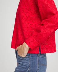 Heart Eyelet Button Down Shirt Love Letter Red - Chico's