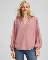 Ruffleneck Lined Georgette Blouse Dusty Rose - Chico's