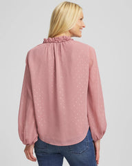Ruffleneck Lined Georgette Blouse Dusty Rose - Chico's