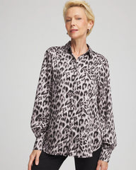 Faux Silk Snowy Animal Shirt Dove Gray - Chico's