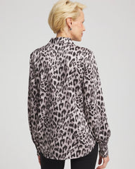Faux Silk Snowy Animal Shirt Dove Gray - Chico's