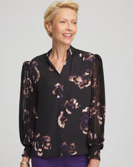Fjord Flora Opaque Crepe Blouse Black - Chico's