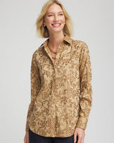No Iron™ Jacquard Scrolls Shirt Gold - Chico's