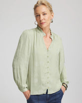 Jacquard Georgette Peasant Blouse Sage Meadow - Chico's