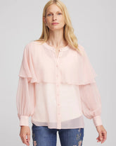 Georgette Cape Blouse Rose Smoke - Chico's