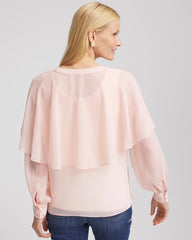 Georgette Cape Blouse Rose Smoke - Chico's