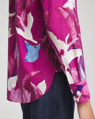 No Iron™ Floral-Paint-Print Shirt Cobalt Stone - Chico's