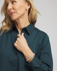 Rhinestone Embellished Poplin Tunic Teal Shadow - Chico's
