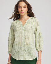 Lurex Stripe Cotton Blouse Salted Lime - Chico's