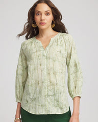 Lurex Stripe Cotton Blouse Salted Lime - Chico's