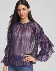 Georgette Ruffle Sleeve Blouse Purple Elixir - Chico's