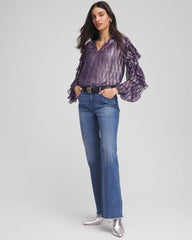 Georgette Ruffle Sleeve Blouse Purple Elixir - Chico's