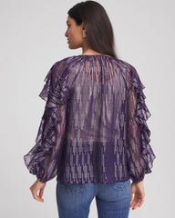 Georgette Ruffle Sleeve Blouse Purple Elixir - Chico's