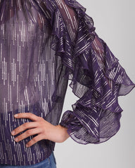 Georgette Ruffle Sleeve Blouse Purple Elixir - Chico's
