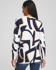 Geo Intarsia V-Neck Tunic Passport Blue - Chico's
