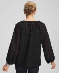 Feathered Pullover Peasant Blouse Black - Chico's