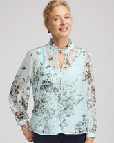 Floral Georgette Peasant Blouse Blue Menthe - Chico's